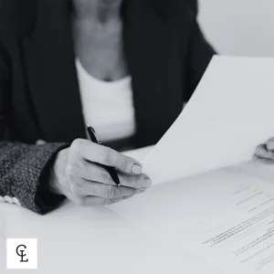 Lawyer Reviewing Legal Documents Before Court Proceedings